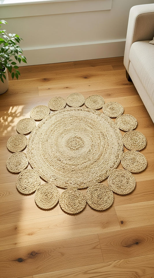 Eco-Friendly Handwoven Banana Fiber Round Rug